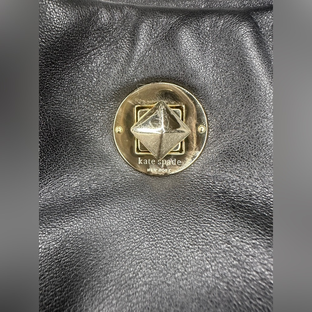 Kate Spade New York Top Handle black leather Bag Turn-Lock Closure at Top - Picture 11 of 16